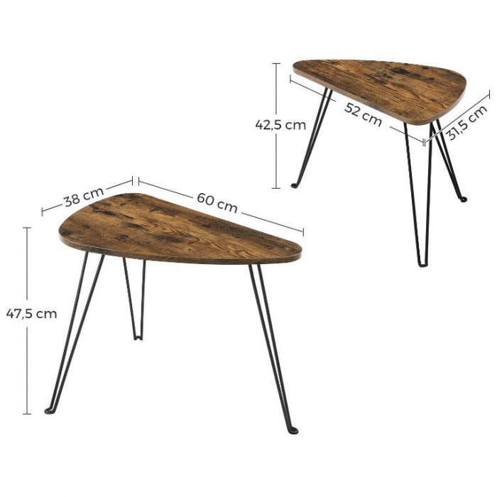 MASUTA CAFEA, VASAGLE, PAL SI OTEL, MARO RUSTIC, SET 2 MARIMI [3]