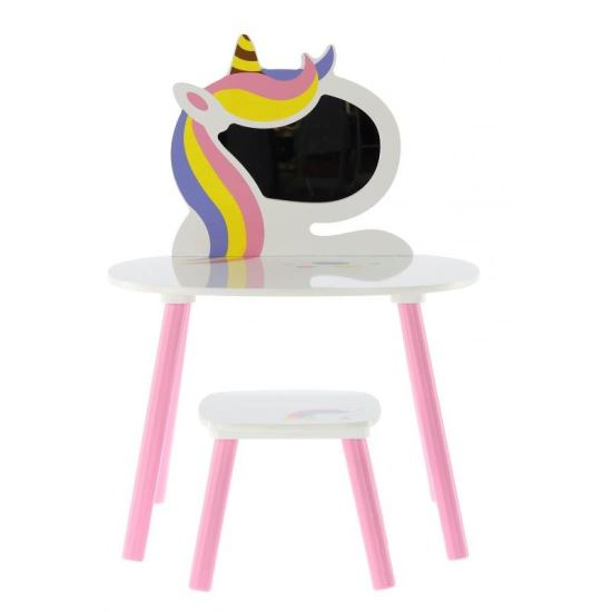 MASUTA DE TOALETA UNICORN, PENTRU COPII, ALB/ROZ, 60X40X44/80 CM, CHOMIK [1]