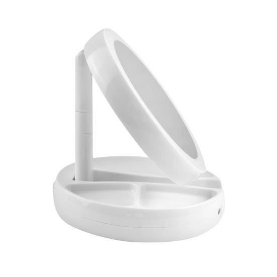 OGLINDA COSMETICA, CU LED, DUBLA, MARIRE 1X/10X, ALB, 4XAA, 16X29 CM, ISOTRADE [4]