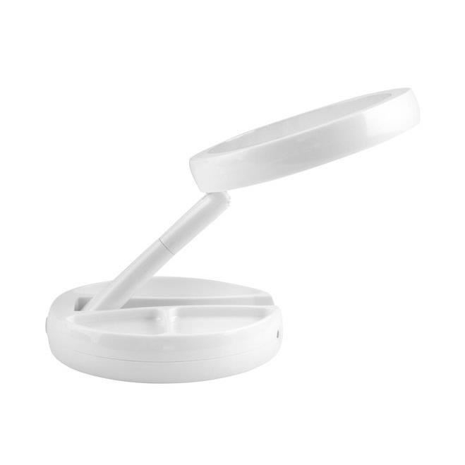 OGLINDA COSMETICA, CU LED, DUBLA, MARIRE 1X/10X, ALB, 4XAA, 16X29 CM, ISOTRADE [6]