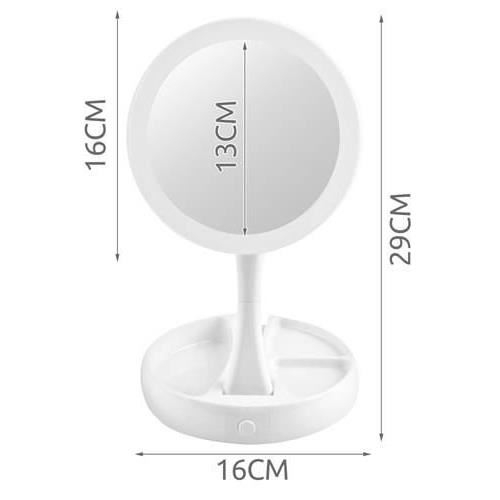 OGLINDA COSMETICA, CU LED, DUBLA, MARIRE 1X/10X, ALB, 4XAA, 16X29 CM, ISOTRADE [9]