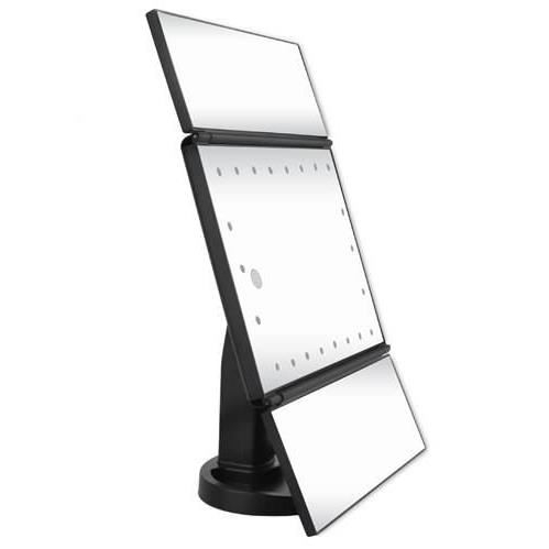 OGLINDA COSMETICA, CU LED, ROTATIVA, CU MARIRE IMAGINE 1X/2X/3X, NEGRU, 4XAA, USB, 34.5X9X28 CM, ISOTRADE [12]
