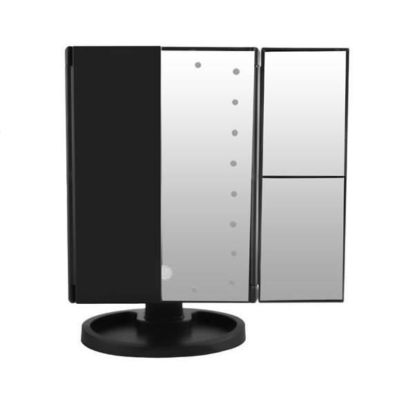 OGLINDA COSMETICA, CU LED, ROTATIVA, CU MARIRE IMAGINE 1X/2X/3X, NEGRU, 4XAA, USB, 34.5X9X28 CM, ISOTRADE [16]