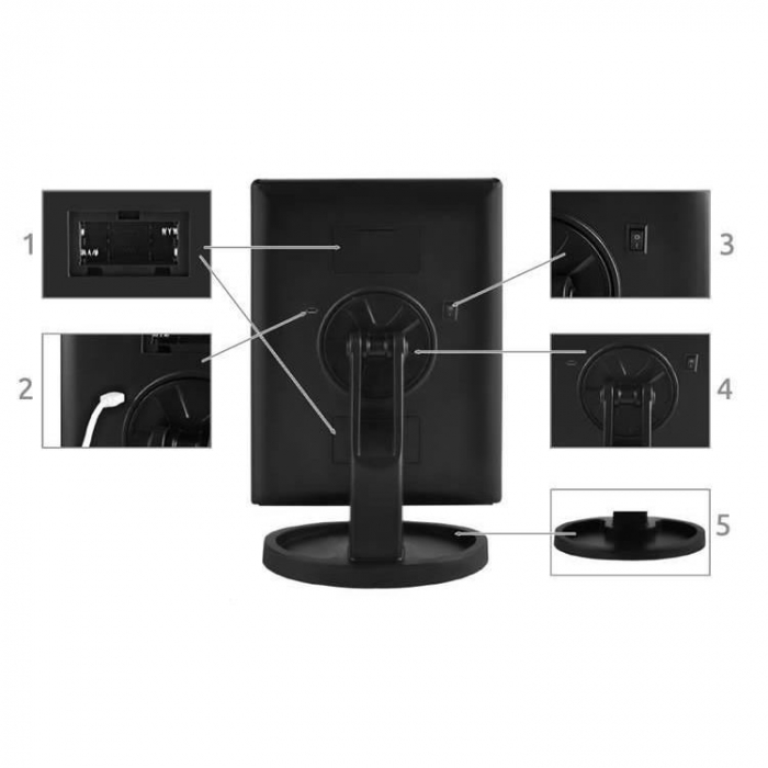 OGLINDA COSMETICA, CU LED, ROTATIVA, CU MARIRE IMAGINE 1X/2X/3X, NEGRU, 4XAA, USB, 34.5X9X28 CM, ISOTRADE [3]