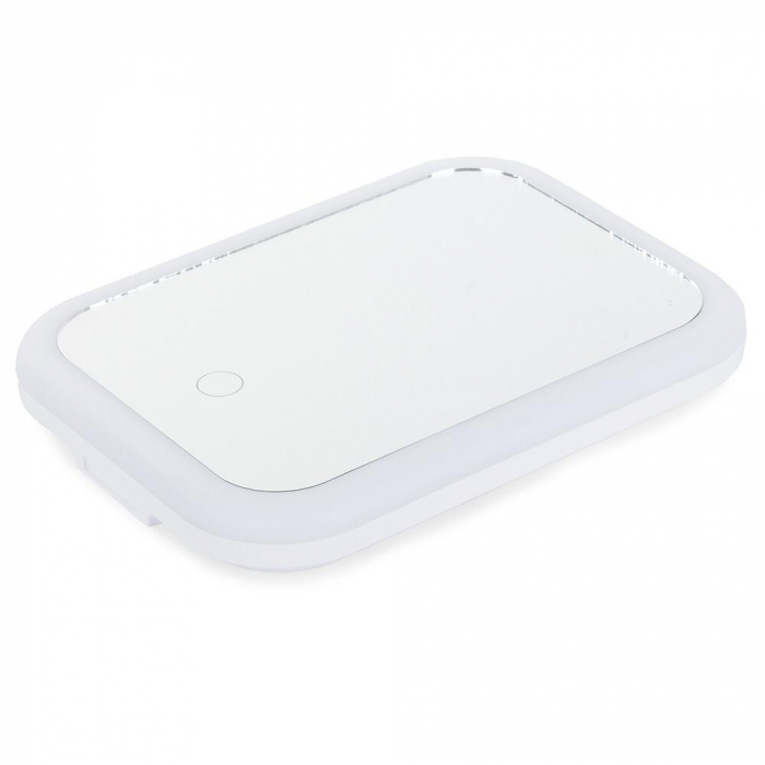 OGLINDA COSMETICA, VERK GROUP, CU LED, UNGHI REGLABIL, 3XAA, USB, ALBA, 15X7X20 CM [3]
