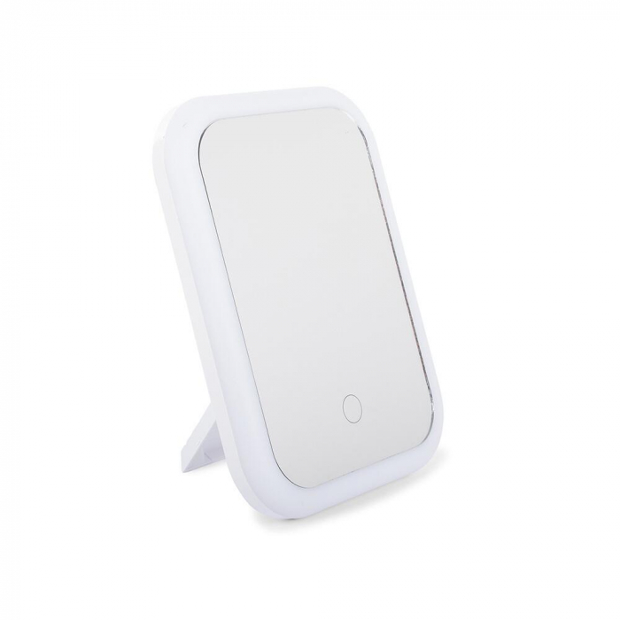 OGLINDA COSMETICA, VERK GROUP, CU LED, UNGHI REGLABIL, 3XAA, USB, ALBA, 15X7X20 CM [5]