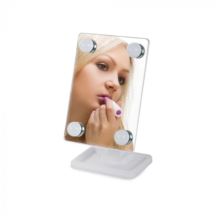 OGLINDA COSMETICA, VERK GROUP, CU LED, UNGHI REGLABIL, 4XAA, DIFERITE CULORI, 18.5X11X29.5 CM [6]