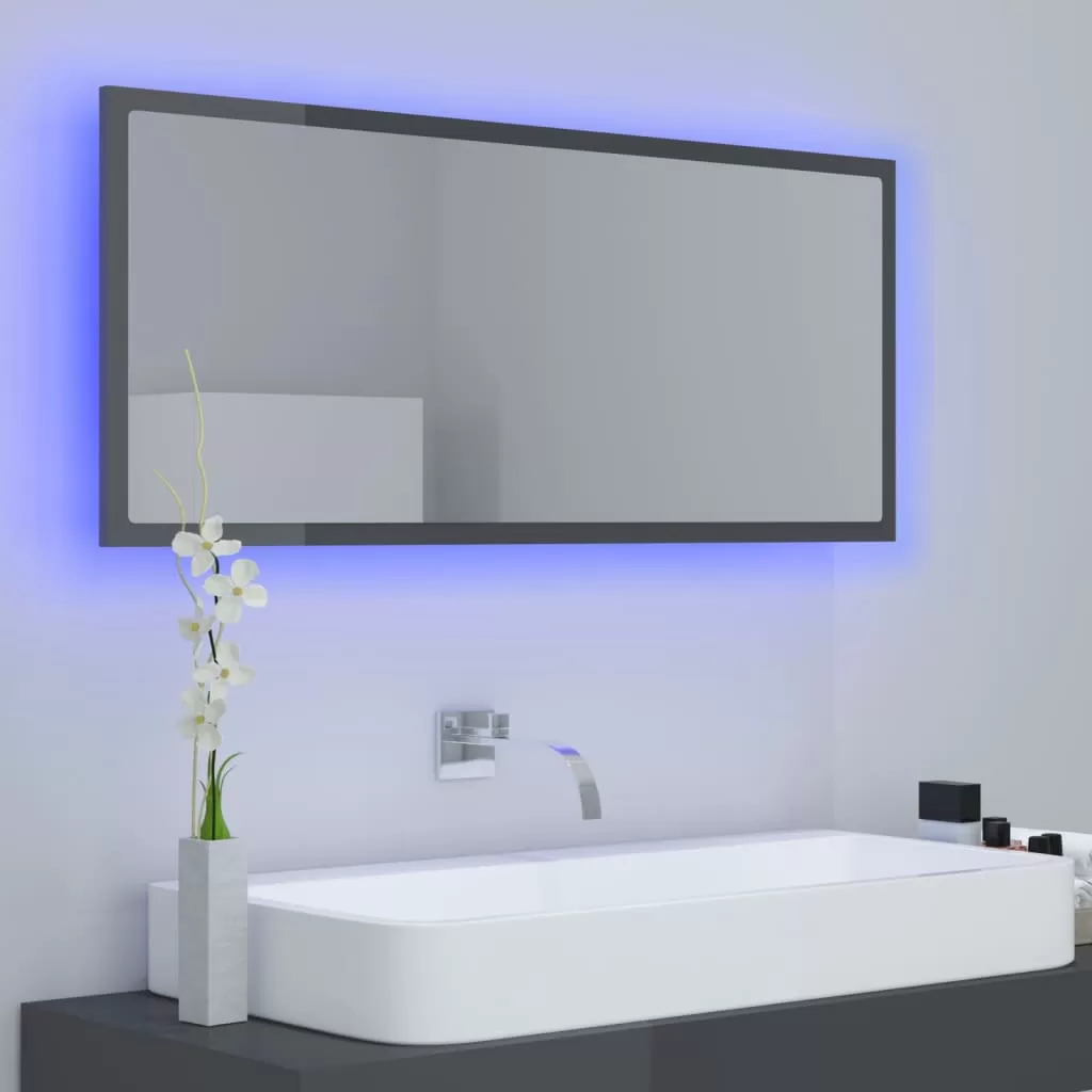 OGLINDA DE BAIE CU LED, GRI LUCIOS [3]
