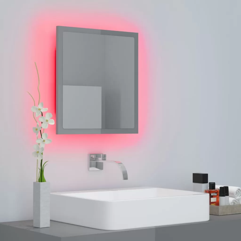 OGLINDA DE BAIE CU LED, GRI LUCIOS [5]