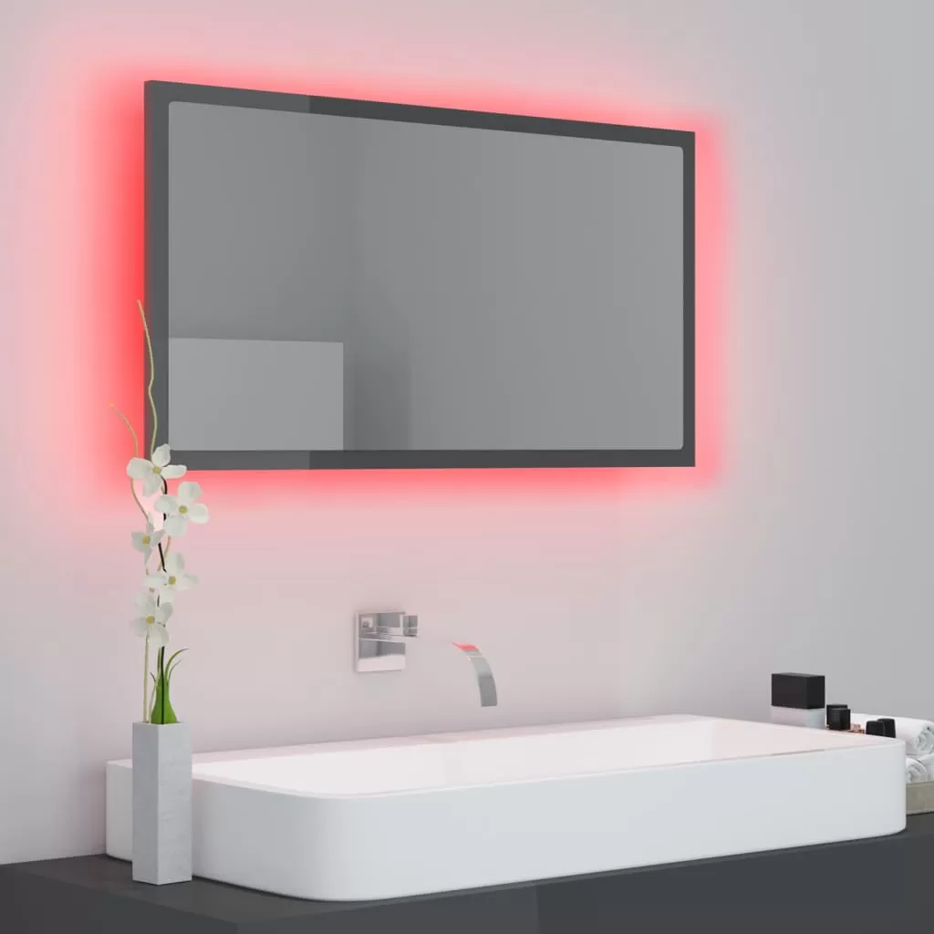 OGLINDA DE BAIE CU LED, GRI LUCIOS [5]