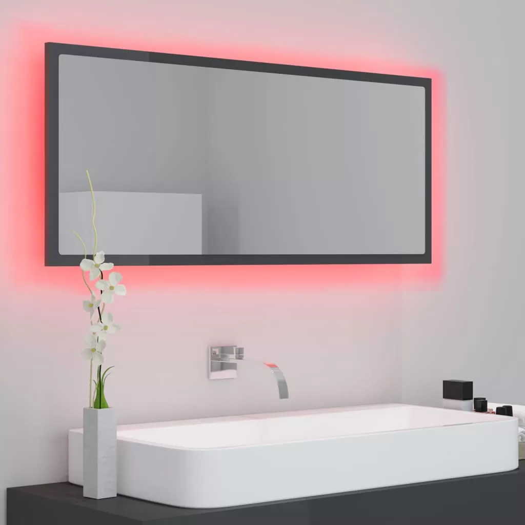 OGLINDA DE BAIE CU LED, GRI LUCIOS [5]
