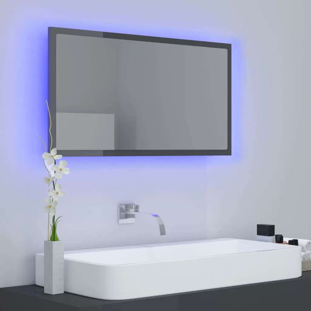 OGLINDA DE BAIE CU LED, GRI LUCIOS [3]