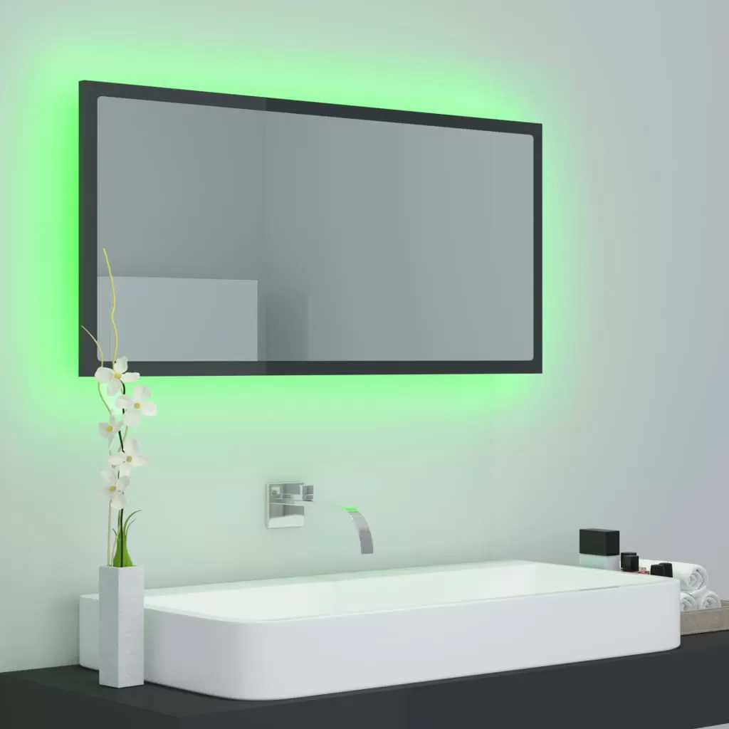 OGLINDA DE BAIE CU LED, NEGRU LUCIOS [4]
