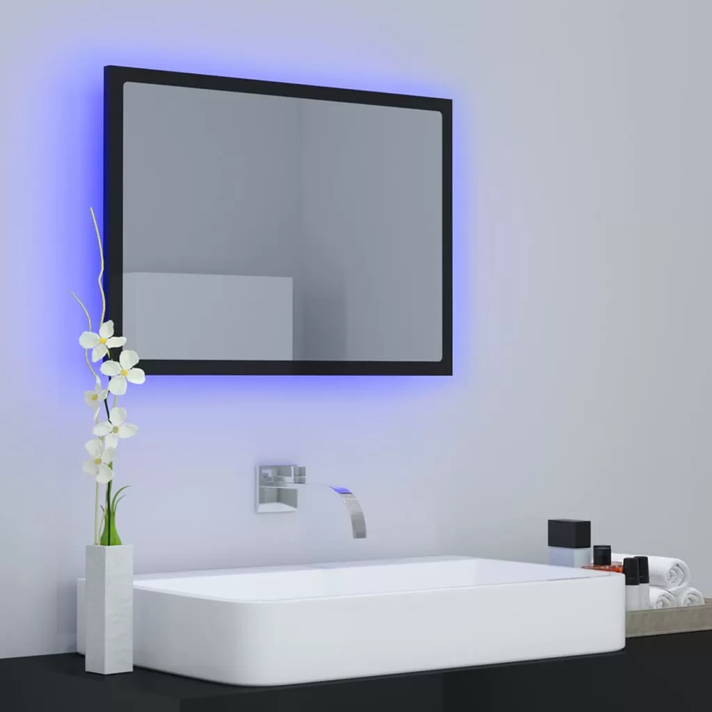 OGLINDA DE BAIE CU LED, NEGRU LUCIOS [3]