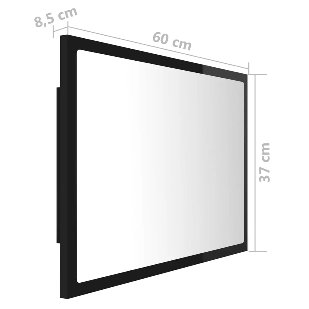 OGLINDA DE BAIE CU LED, NEGRU LUCIOS [12]