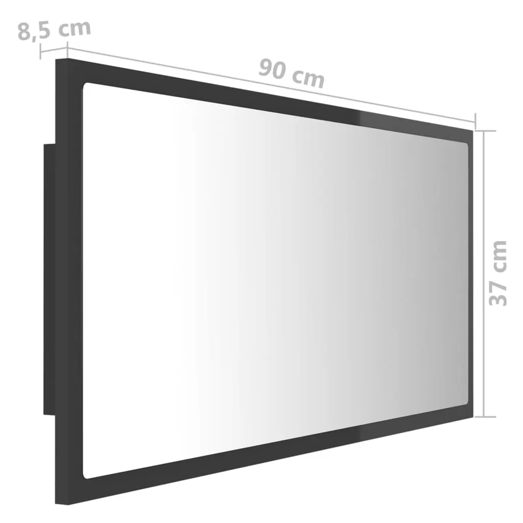 OGLINDA DE BAIE CU LED, NEGRU LUCIOS [12]