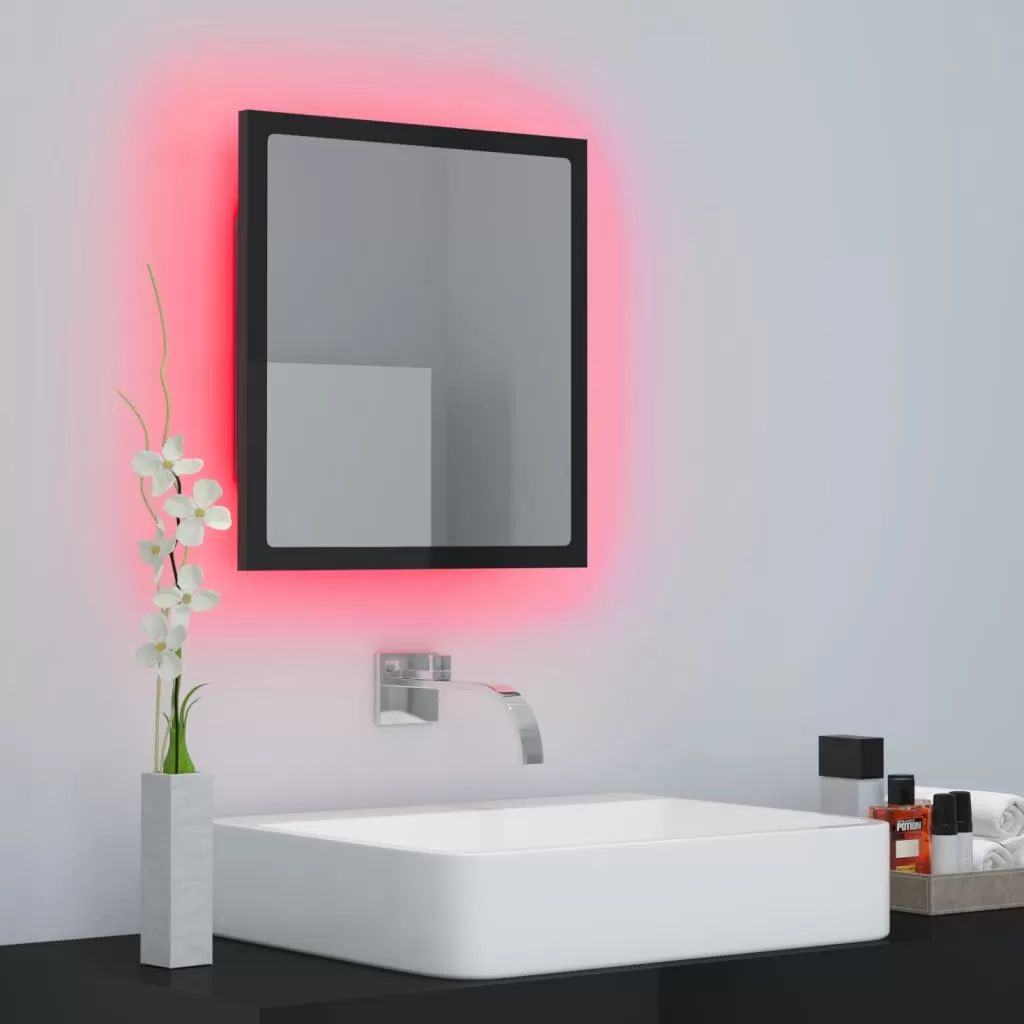 OGLINDA DE BAIE CU LED, NEGRU LUCIOS [3]