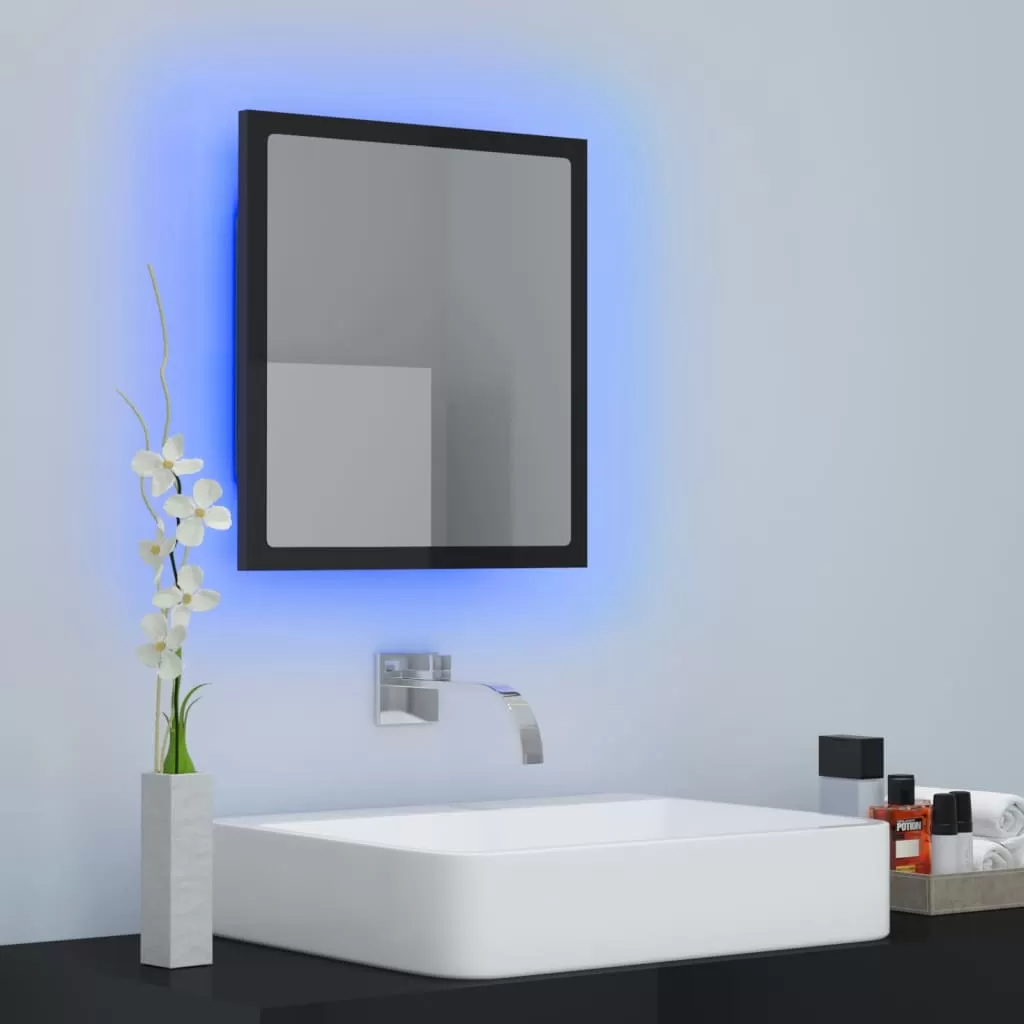 OGLINDA DE BAIE CU LED, NEGRU LUCIOS [4]