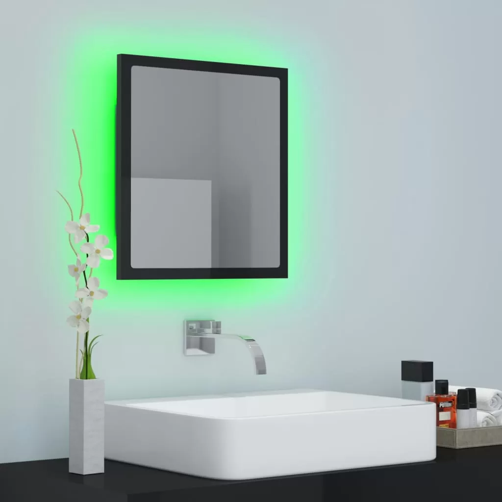 OGLINDA DE BAIE CU LED, NEGRU LUCIOS [5]