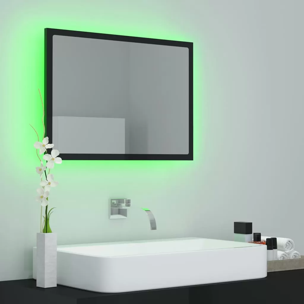 OGLINDA DE BAIE CU LED, NEGRU LUCIOS [4]