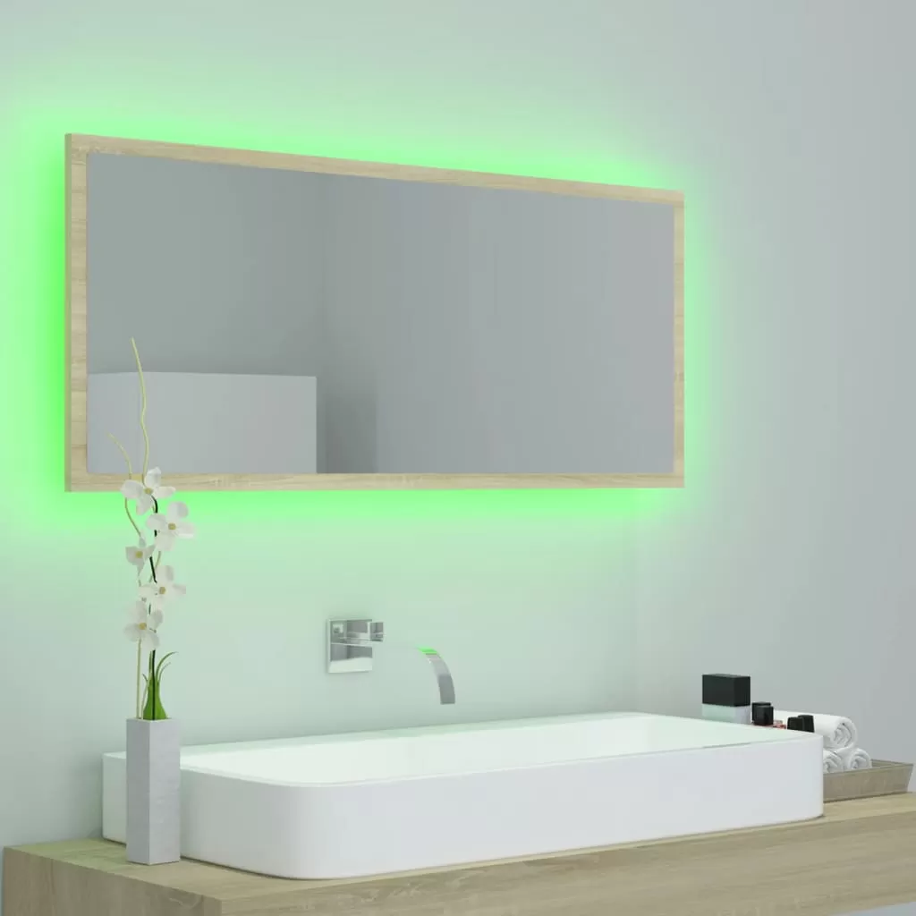 OGLINDA DE BAIE CU LED, STEJAR SONOMA [4]