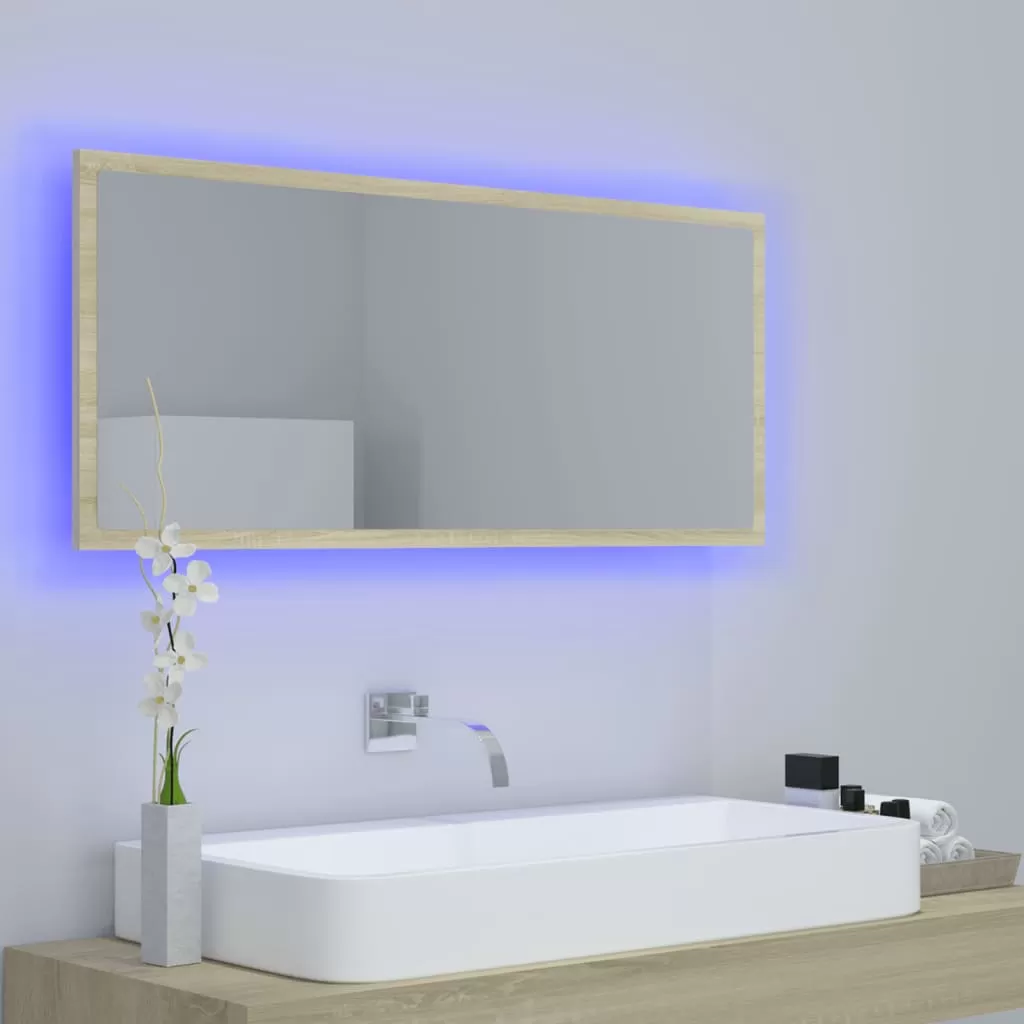 OGLINDA DE BAIE CU LED, STEJAR SONOMA [3]