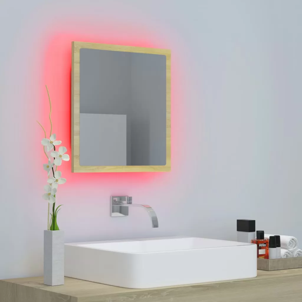 OGLINDA DE BAIE CU LED, STEJAR SONOMA [5]