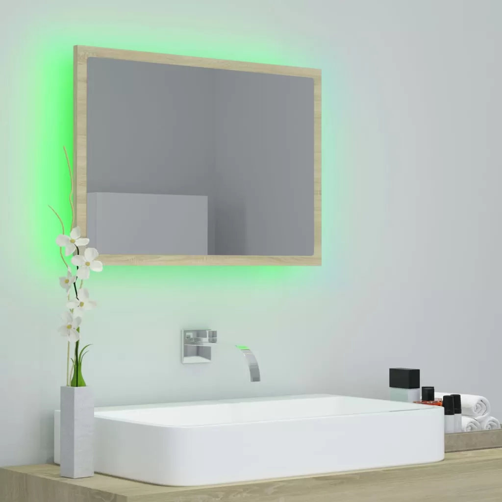 OGLINDA DE BAIE CU LED, STEJAR SONOMA [5]