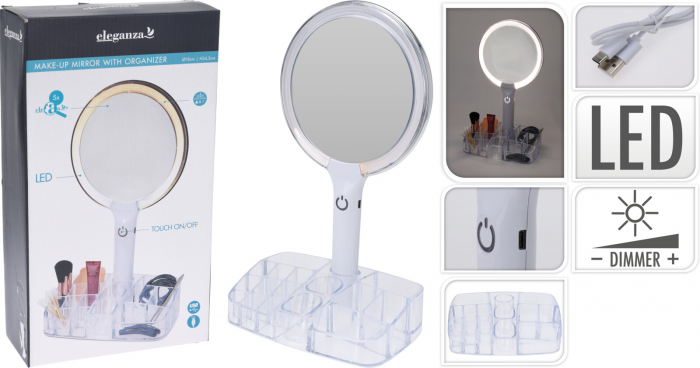 Oglindă de Machiaj cu LED și Organizator pentru Accesorii [6]
