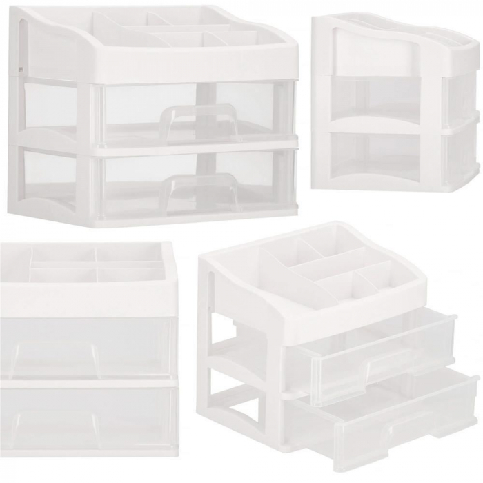 ORGANIZATOR COSMETICE, PLASTIC, 3 NIVELURI, 2 SERTARE, ALB, 20X16.5X23 CM, SPRINGOS [5]