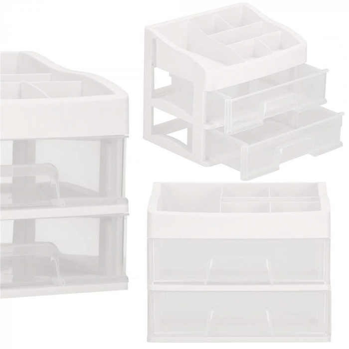 ORGANIZATOR COSMETICE, PLASTIC, 3 NIVELURI, 2 SERTARE, ALB, 20X16.5X23 CM, SPRINGOS [6]