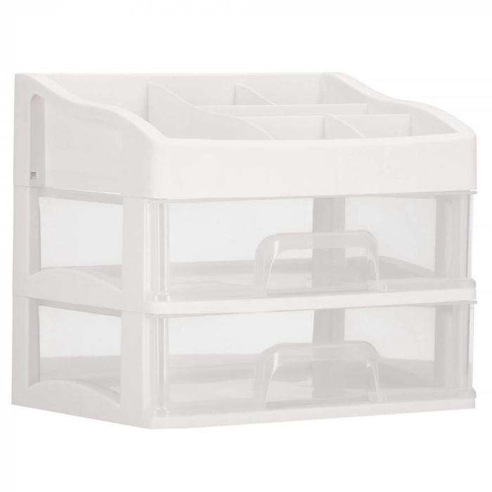ORGANIZATOR COSMETICE, PLASTIC, 3 NIVELURI, 2 SERTARE, ALB, 20X16.5X23 CM, SPRINGOS [13]