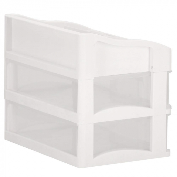 ORGANIZATOR COSMETICE, PLASTIC, 3 NIVELURI, 2 SERTARE, ALB, 20X16.5X23 CM, SPRINGOS [11]