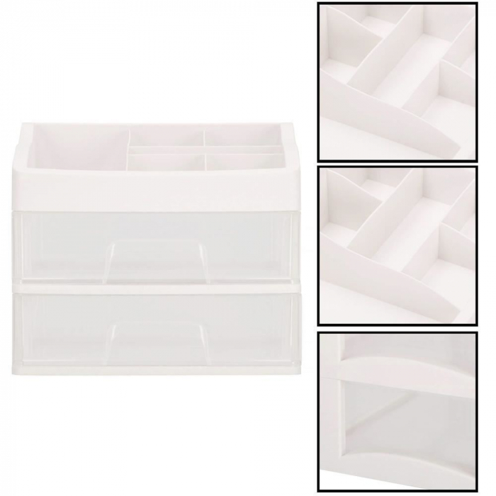 ORGANIZATOR COSMETICE, PLASTIC, 3 NIVELURI, 2 SERTARE, ALB, 30X25X34 CM, SPRINGOS [5]