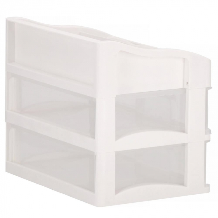 ORGANIZATOR COSMETICE, PLASTIC, 3 NIVELURI, 2 SERTARE, ALB, 30X25X34 CM, SPRINGOS [9]
