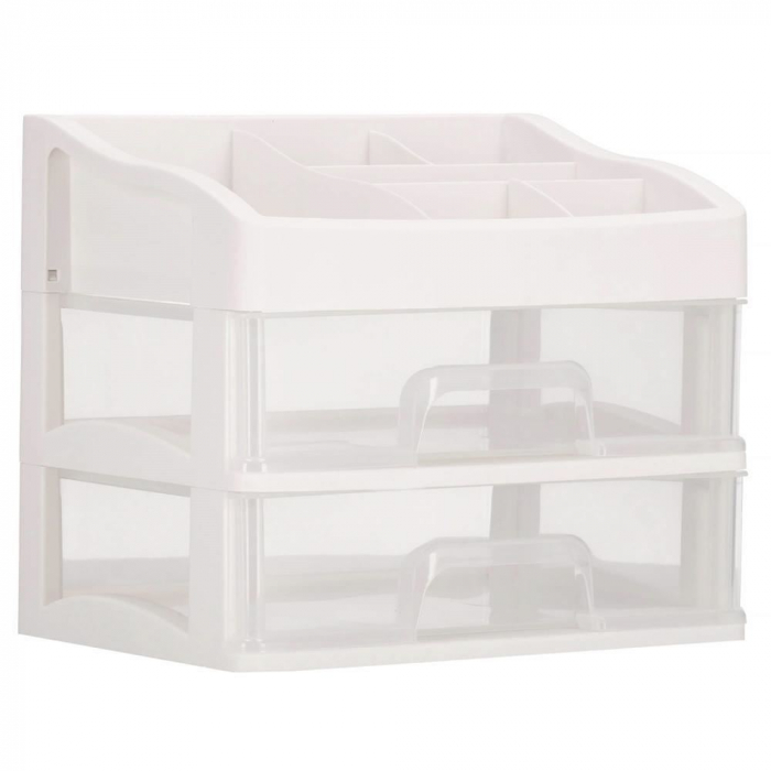 ORGANIZATOR COSMETICE, PLASTIC, 3 NIVELURI, 2 SERTARE, ALB, 30X25X34 CM, SPRINGOS [11]