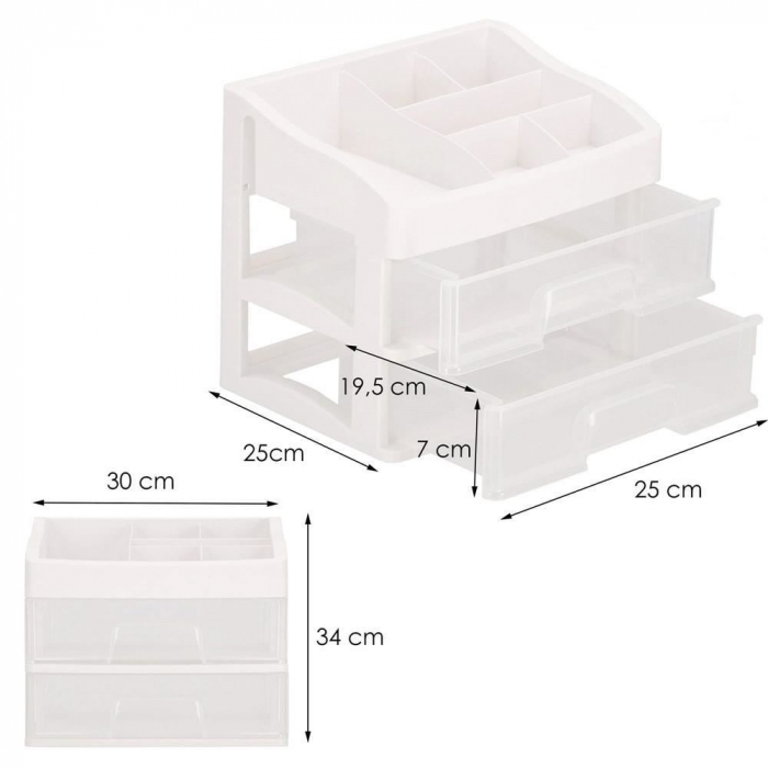 ORGANIZATOR COSMETICE, PLASTIC, 3 NIVELURI, 2 SERTARE, ALB, 30X25X34 CM, SPRINGOS [2]