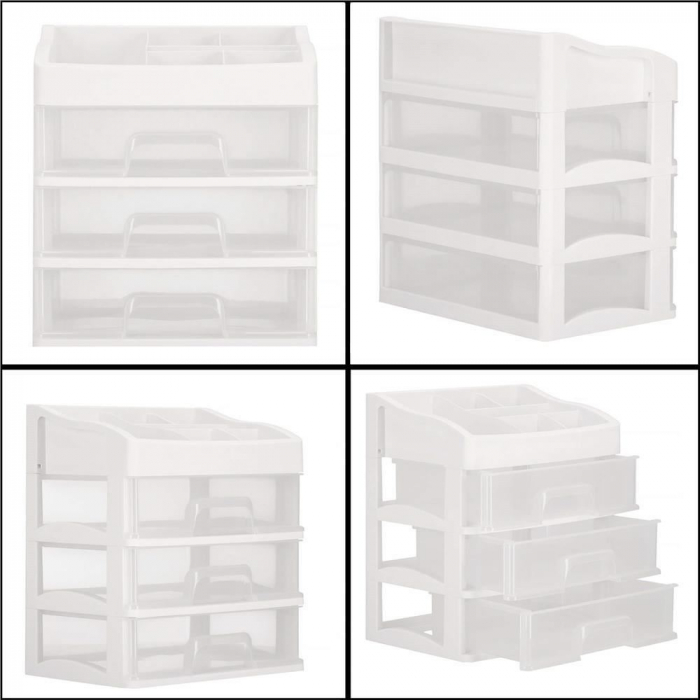 ORGANIZATOR COSMETICE, PLASTIC, 4 NIVELURI, 3 SERTARE, ALB, 23.3X17X26.5 CM, SPRINGOS [6]