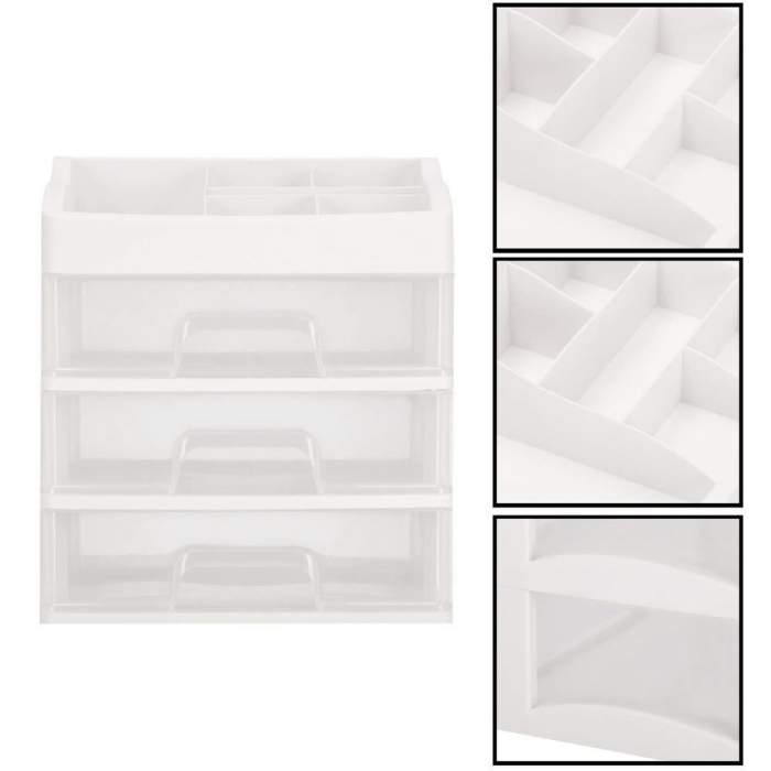 ORGANIZATOR COSMETICE, PLASTIC, 4 NIVELURI, 3 SERTARE, ALB, 23.3X17X26.5 CM, SPRINGOS [5]