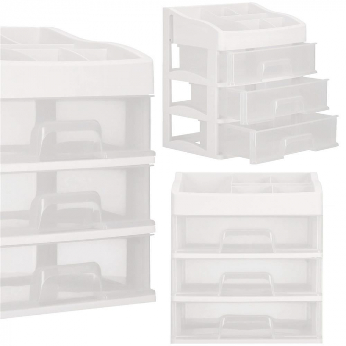 ORGANIZATOR COSMETICE, PLASTIC, 4 NIVELURI, 3 SERTARE, ALB, 23.3X17X26.5 CM, SPRINGOS [4]