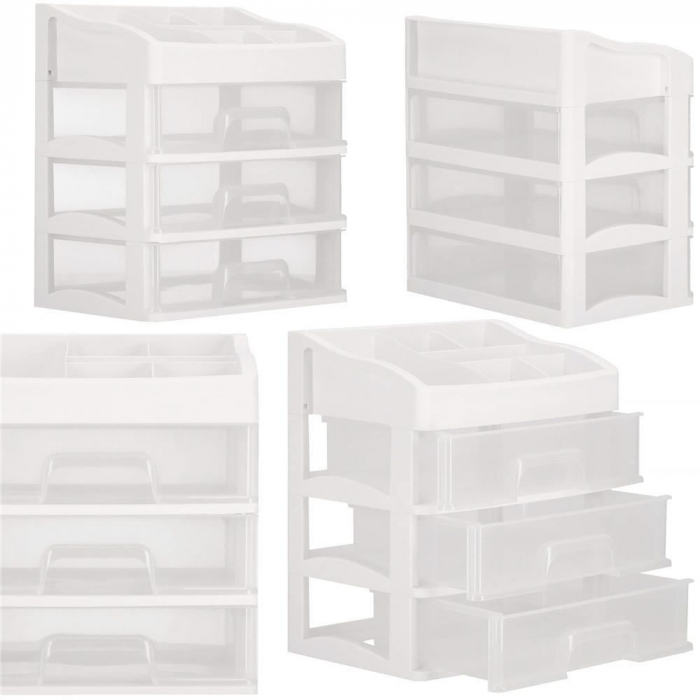 ORGANIZATOR COSMETICE, PLASTIC, 4 NIVELURI, 3 SERTARE, ALB, 23.3X17X26.5 CM, SPRINGOS [3]