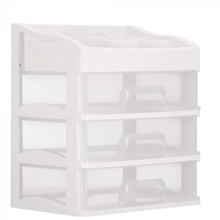 ORGANIZATOR COSMETICE, PLASTIC, 4 NIVELURI, 3 SERTARE, ALB, 23.3X17X26.5 CM, SPRINGOS [10]