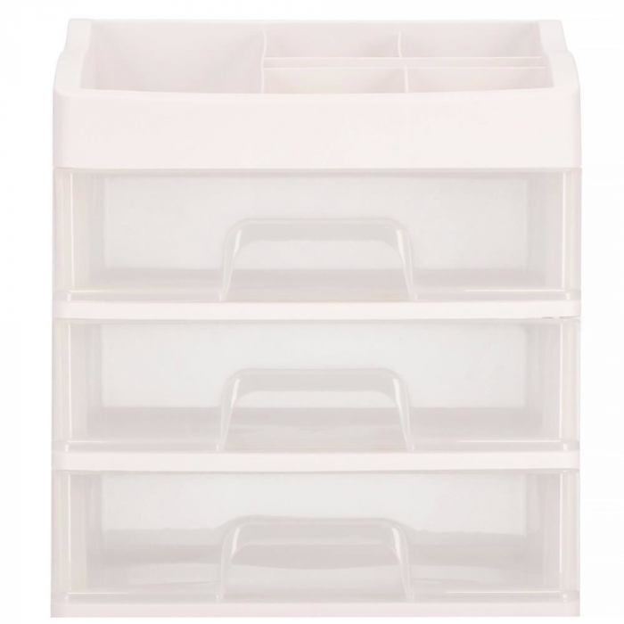ORGANIZATOR COSMETICE, PLASTIC, 4 NIVELURI, 3 SERTARE, ALB, 34X25X40 CM, SPRINGOS [12]