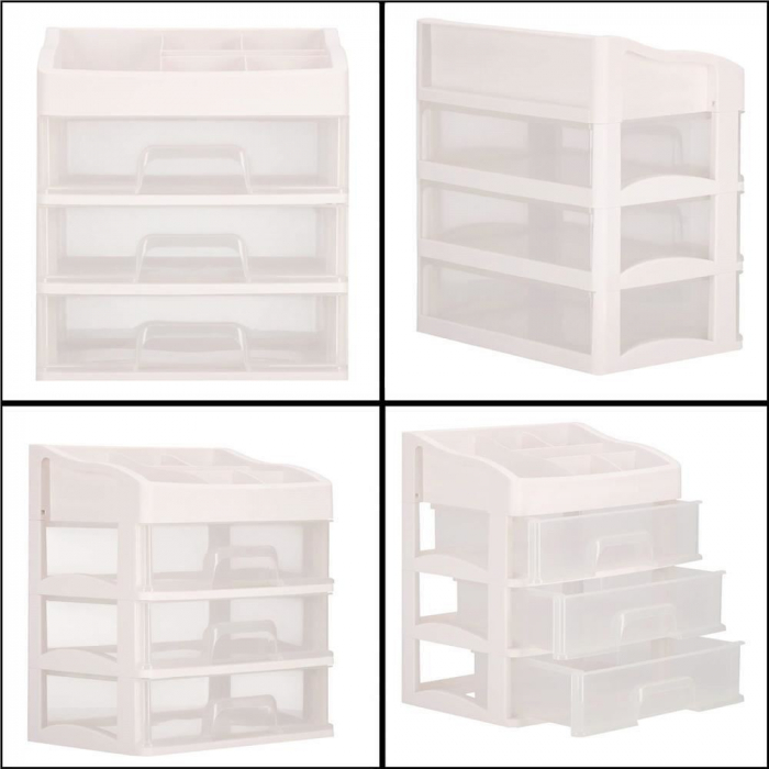 ORGANIZATOR COSMETICE, PLASTIC, 4 NIVELURI, 3 SERTARE, ALB, 34X25X40 CM, SPRINGOS [9]