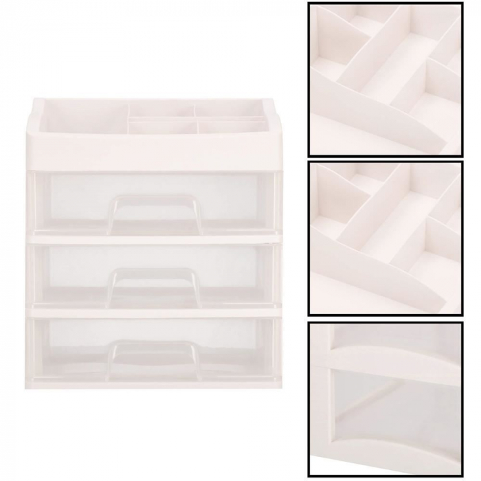 ORGANIZATOR COSMETICE, PLASTIC, 4 NIVELURI, 3 SERTARE, ALB, 34X25X40 CM, SPRINGOS [8]