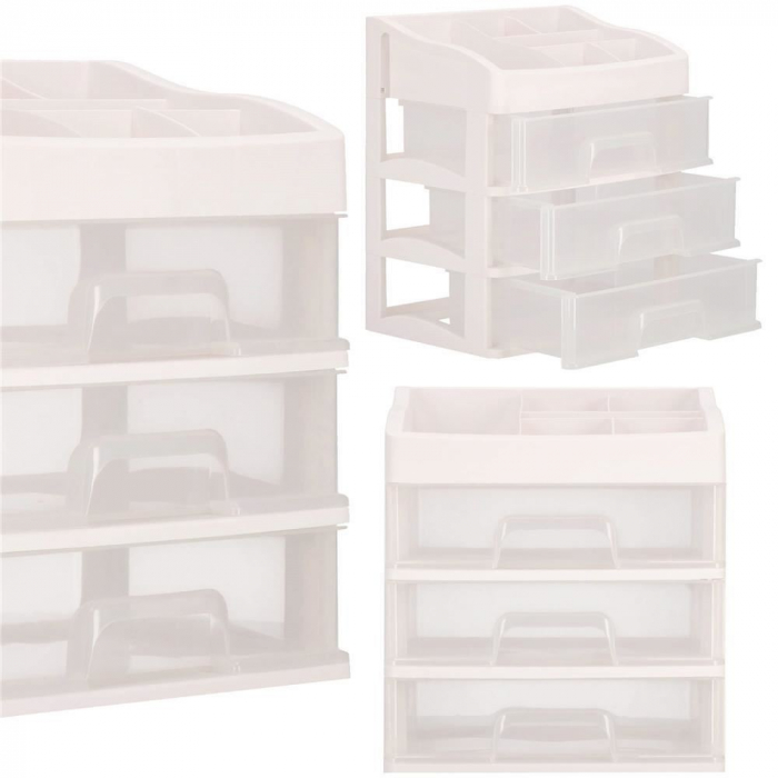 ORGANIZATOR COSMETICE, PLASTIC, 4 NIVELURI, 3 SERTARE, ALB, 34X25X40 CM, SPRINGOS [7]