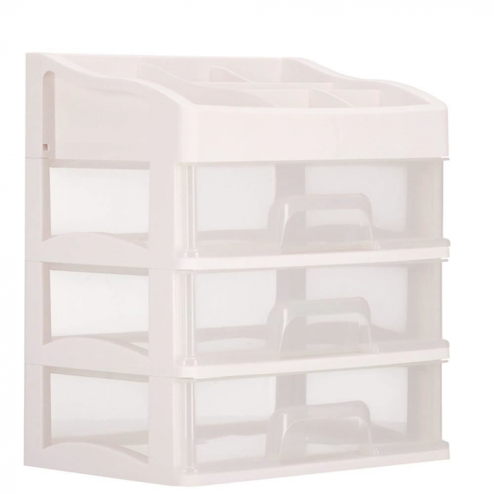 ORGANIZATOR COSMETICE, PLASTIC, 4 NIVELURI, 3 SERTARE, ALB, 34X25X40 CM, SPRINGOS [13]