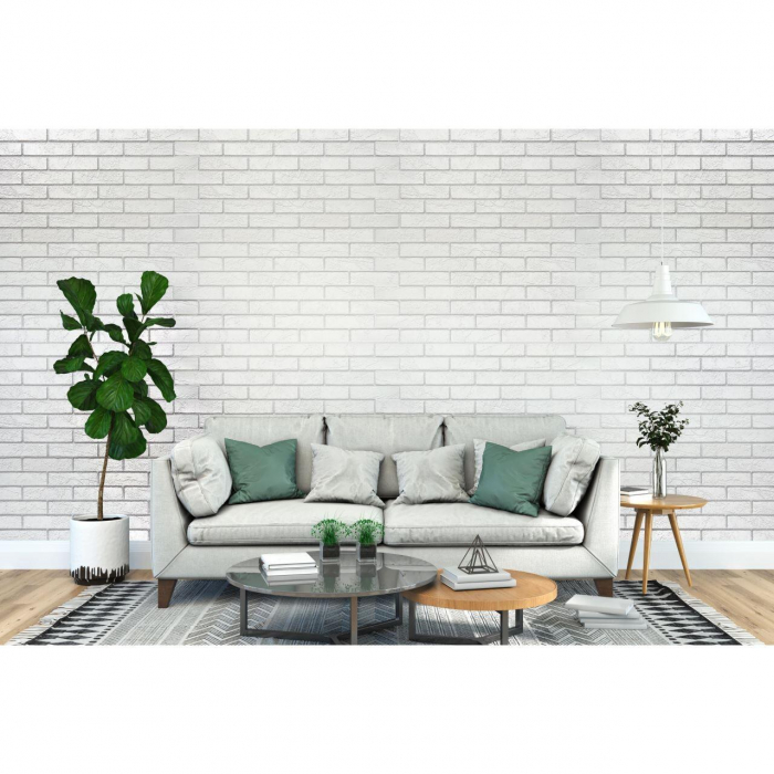 PANOU DECORATIV, PVC, MODEL CARAMIDA 3D, ALB CENUSIU, 96X48.5 CM [3]
