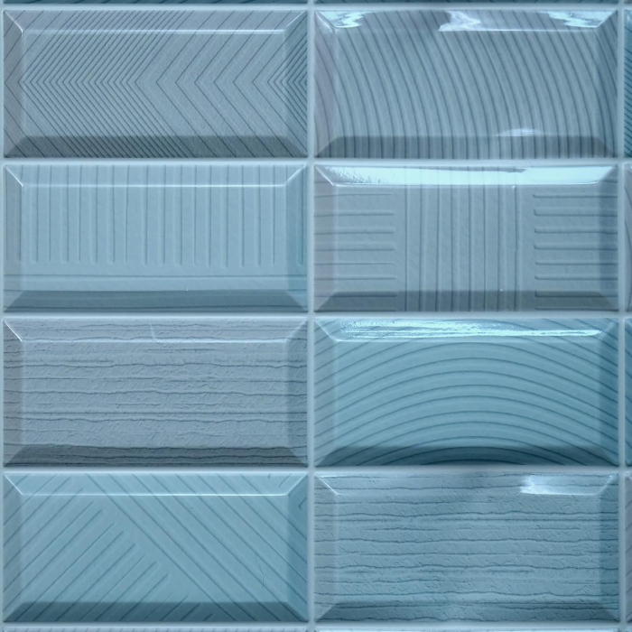 PANOU DECORATIV, PVC, MODEL CARAMIDA 3D, ALBASTRU, 96X48.5 CM [3]