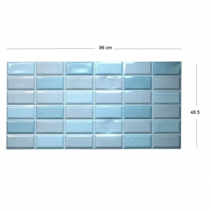PANOU DECORATIV, PVC, MODEL CARAMIDA 3D, ALBASTRU, 96X48.5 CM [4]